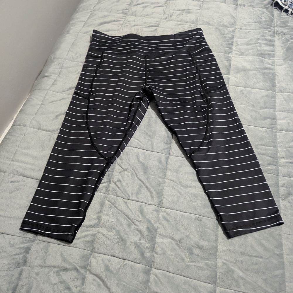 Black Striped Kids Leggings